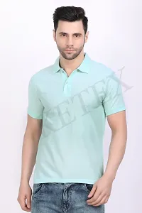 Stylish Cotton Blend Multicoloured Solid Polos Short Sleeves For Men Pack Of 3-thumb1