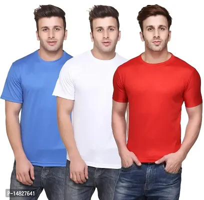 Reliable Multicoloured Cotton Blend Self Pattern Round Neck Tees For Men-thumb0