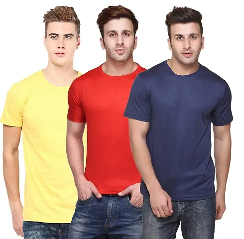 KETEX Round Neck Men's Polyster Blend dri fit Tshirts (Pack of 3)