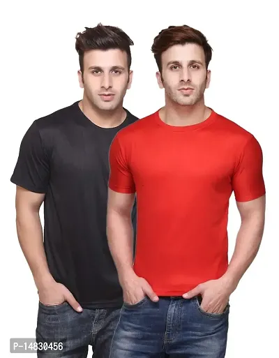 Reliable Multicoloured Cotton Blend Self Pattern Round Neck Tees For Men