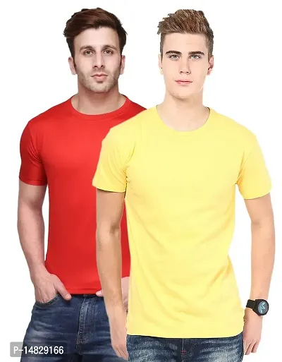 Reliable Multicoloured Cotton Blend Self Pattern Round Neck Tees For Men-thumb0