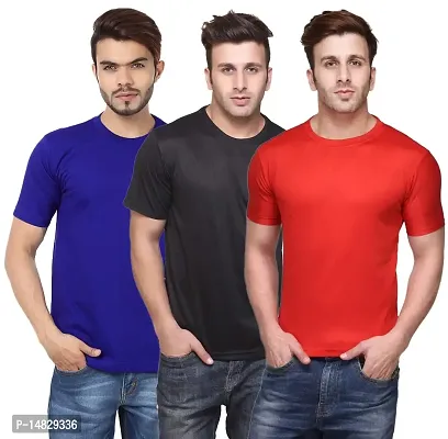 Reliable Multicoloured Cotton Blend Self Pattern Round Neck Tees For Men-thumb0