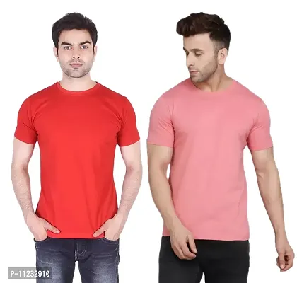 Reliable Multicoloured Polyester Solid Round Neck Tees For Men