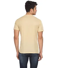 Reliable Beige Cotton Blend Self Pattern Round Neck Tees For Men-thumb2