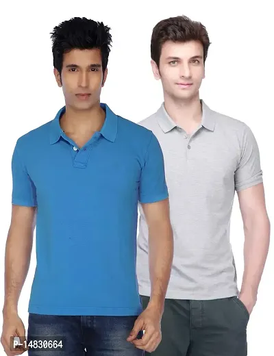 Reliable Multicoloured Cotton Blend Solid Polos For Men-thumb0