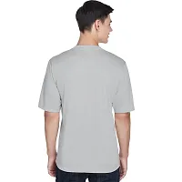 Reliable Grey Polyester Solid Round Neck Tees For Men-thumb2