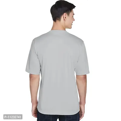 Reliable Grey Polyester Solid Round Neck Tees For Men-thumb3