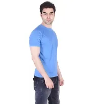 Reliable Blue Polyester Solid Round Neck Tees For Men-thumb1