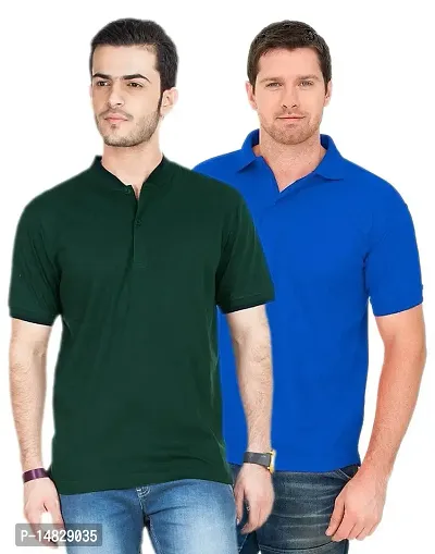 Reliable Multicoloured Cotton Blend Solid Polos For Men-thumb0