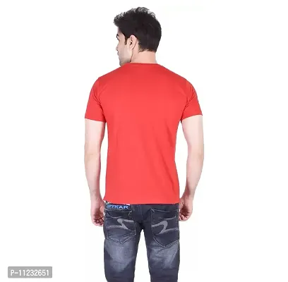 Reliable Red Polyester Solid Round Neck Tees For Men-thumb3