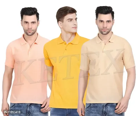 Reliable Multicoloured Cotton Blend Solid Polos For Men