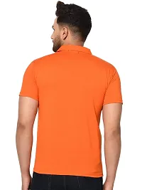 Reliable Orange Cotton Blend Solid Polos For Men-thumb2