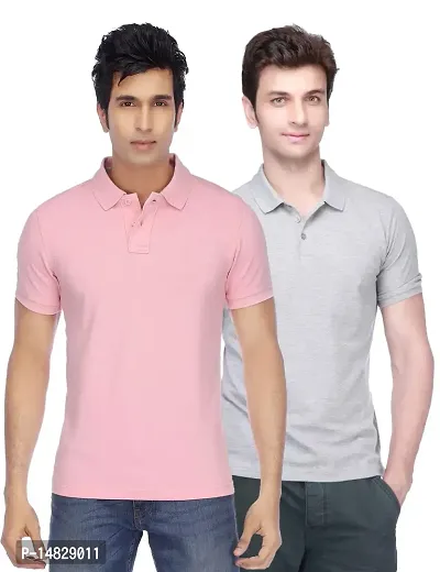 Reliable Multicoloured Cotton Blend Solid Polos For Men