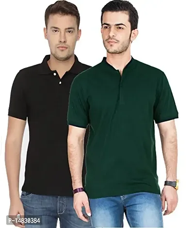 Reliable Multicoloured Cotton Blend Solid Polos For Men