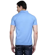 Reliable Blue Cotton Blend Solid Polos For Men-thumb2