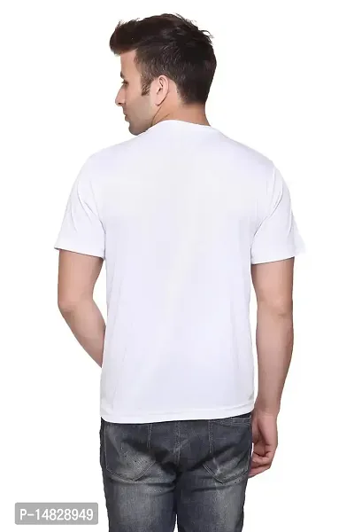 Reliable White Cotton Blend Self Pattern Round Neck Tees For Men-thumb3