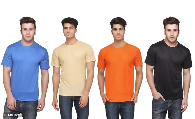 KETEX Men's Polyester/dri-fit Round T-Shirt Set of 4