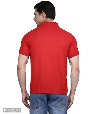 Reliable Red Cotton Blend Solid Polos For Men-thumb3