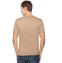 Reliable Beige Polyester Solid Round Neck Tees For Men-thumb2