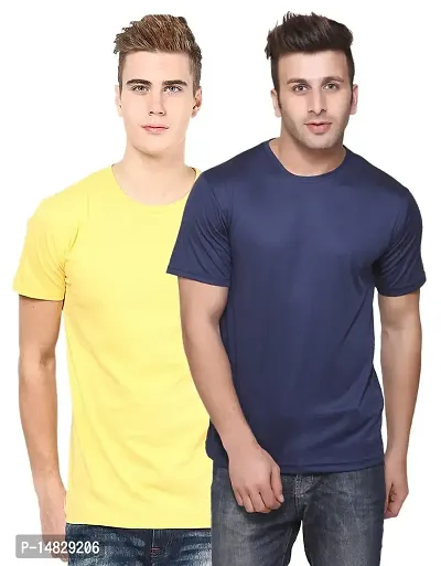 Reliable Multicoloured Cotton Blend Self Pattern Round Neck Tees For Men