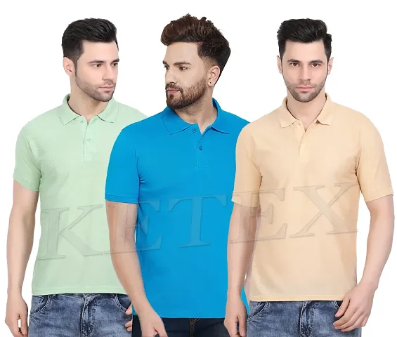 Reliable Blend Solid Polos For Men