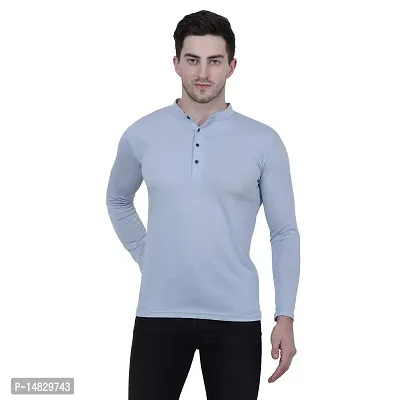 Reliable Grey Cotton Blend Self Pattern Round Neck Tees For Men