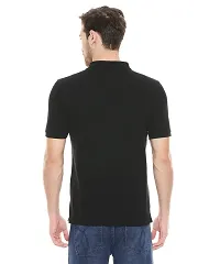 Reliable Black Cotton Blend Solid Polos For Men-thumb2