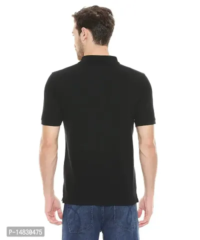 Reliable Black Cotton Blend Solid Polos For Men-thumb3