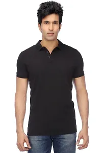 Reliable Multicoloured Cotton Blend Solid Polos For Men-thumb3