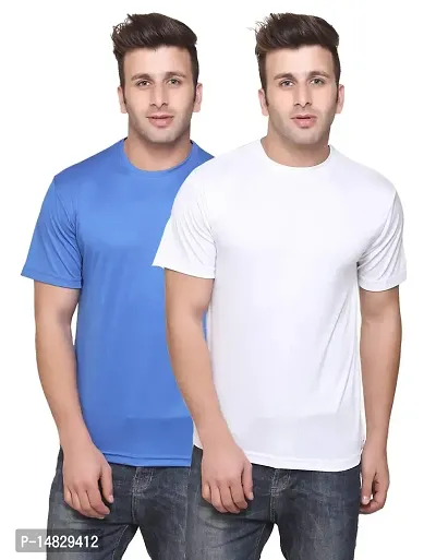 Reliable Multicoloured Cotton Blend Self Pattern Round Neck Tees For Men