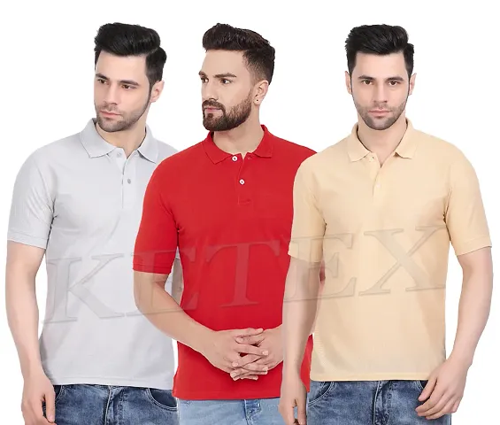 Reliable Blend Solid Polos For Men