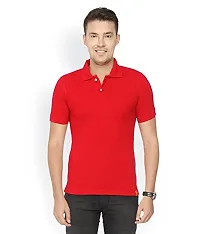 Reliable Multicoloured Cotton Blend Solid Polos For Men-thumb2