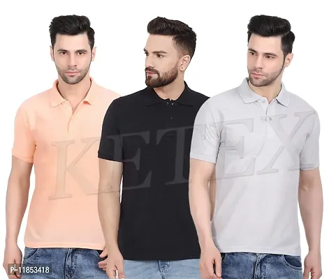 Reliable Multicoloured Cotton Blend Solid Polos For Men