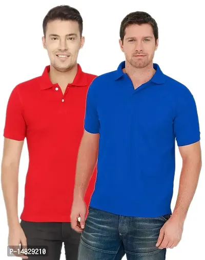 Reliable Multicoloured Cotton Blend Solid Polos For Men-thumb0