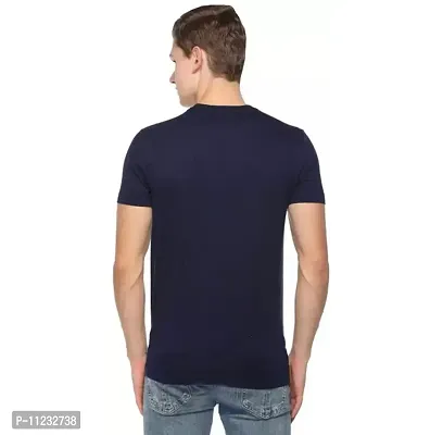 Reliable Blue Polyester Solid Round Neck Tees For Men-thumb3