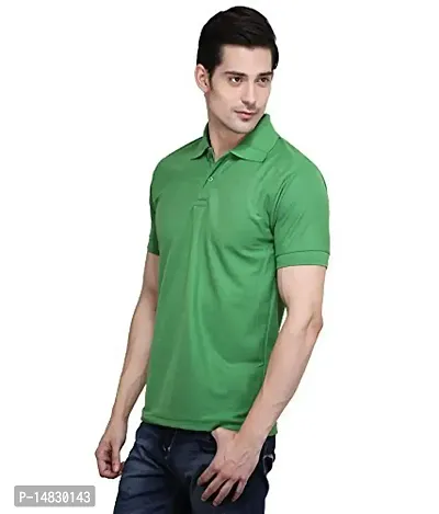 Reliable Green Cotton Blend Solid Polos For Men-thumb2