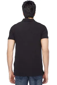 Reliable Black Cotton Blend Solid Polos For Men-thumb2