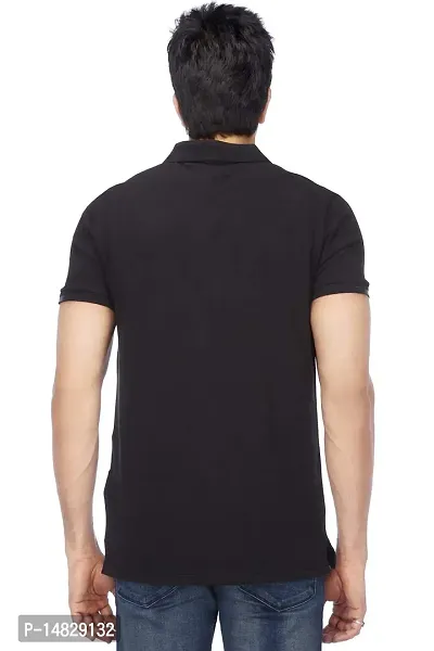 Reliable Black Cotton Blend Solid Polos For Men-thumb3