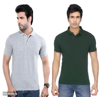 Reliable Multicoloured Cotton Blend Solid Polos For Men