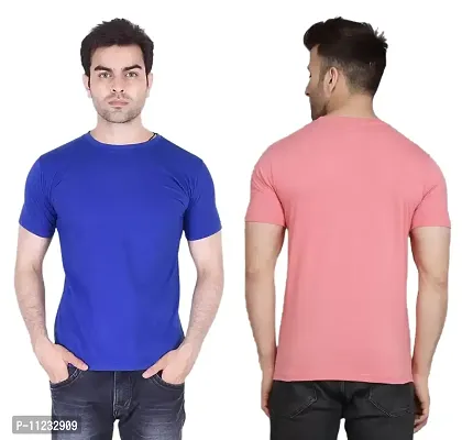 Reliable Multicoloured Polyester Solid Round Neck Tees For Men-thumb3