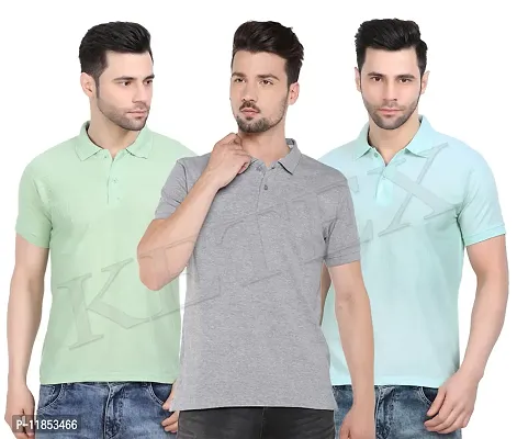 Reliable Multicoloured Cotton Blend Solid Polos For Men