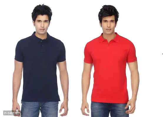 Reliable Multicoloured Cotton Blend Solid Polos For Men