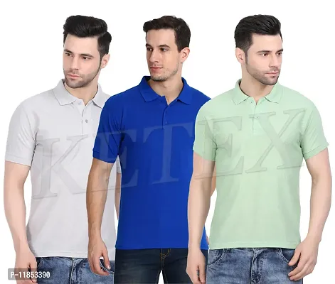 Reliable Multicoloured Cotton Blend Solid Polos For Men