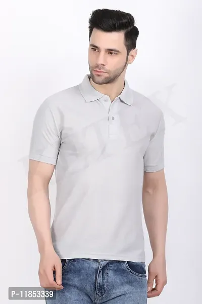 Reliable Grey Polycotton Solid Polos For Men