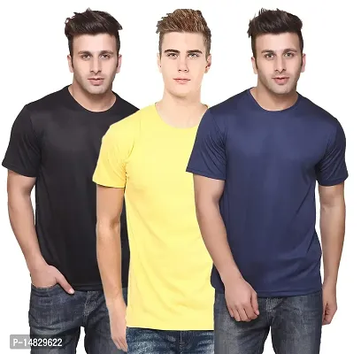 Reliable Multicoloured Cotton Blend Self Pattern Round Neck Tees For Men