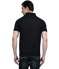 Reliable Black Cotton Blend Solid Polos For Men-thumb2