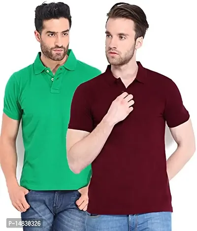 Reliable Multicoloured Cotton Blend Solid Polos For Men