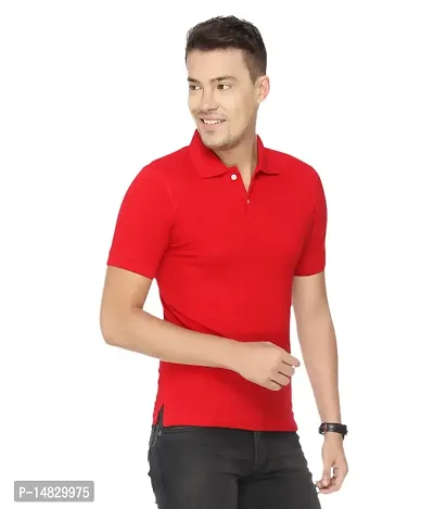 Reliable Multicoloured Cotton Blend Solid Polos For Men-thumb2