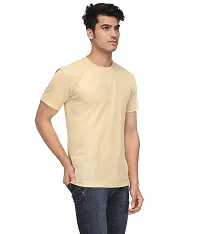 Reliable Beige Cotton Blend Self Pattern Round Neck Tees For Men-thumb1