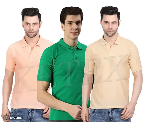 Reliable Multicoloured Cotton Blend Solid Polos For Men